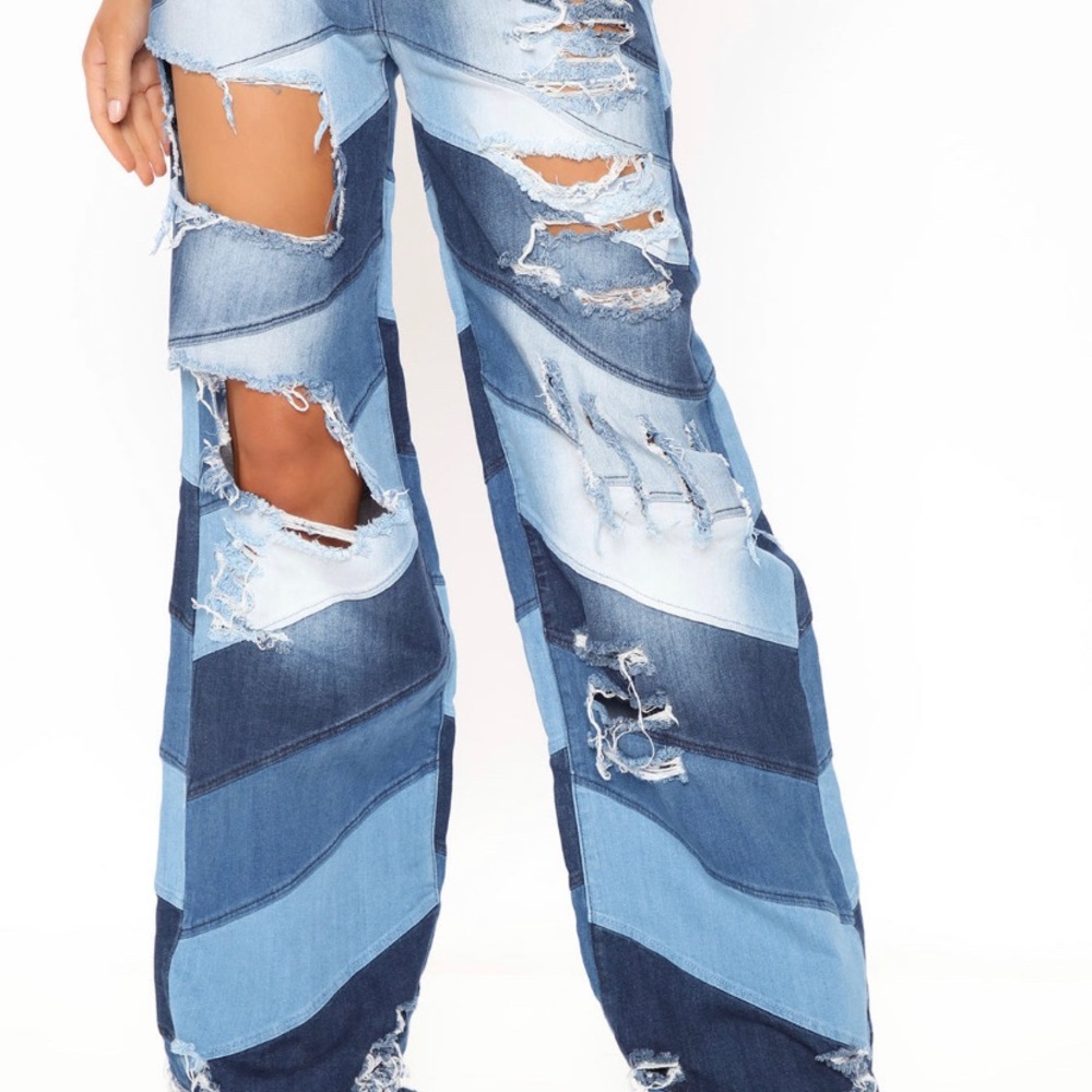 Patchwork Wide Leg Jeans